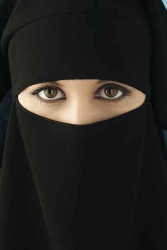 Eyes of woman wearing hijab